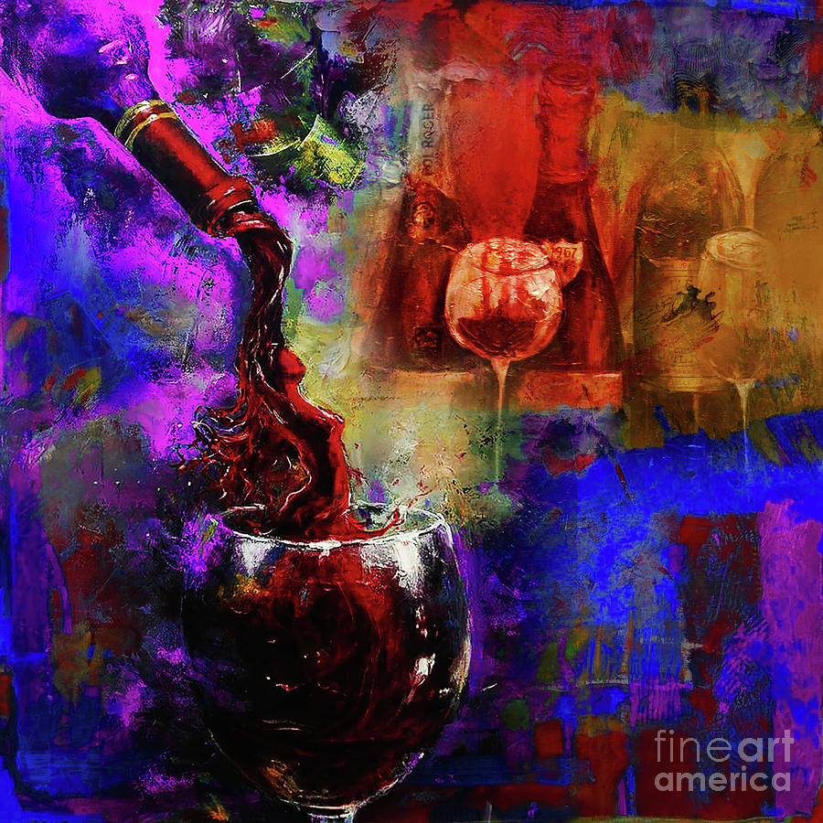 Red Wine 02 Painting by Gull G