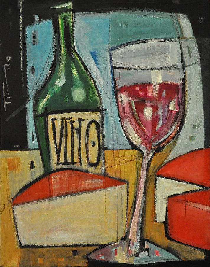 Red Wine And Cheese Painting by Tim Nyberg