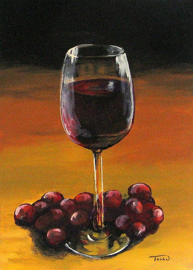 Wine Painting - Red Wine and Red Grapes by Torrie Smiley