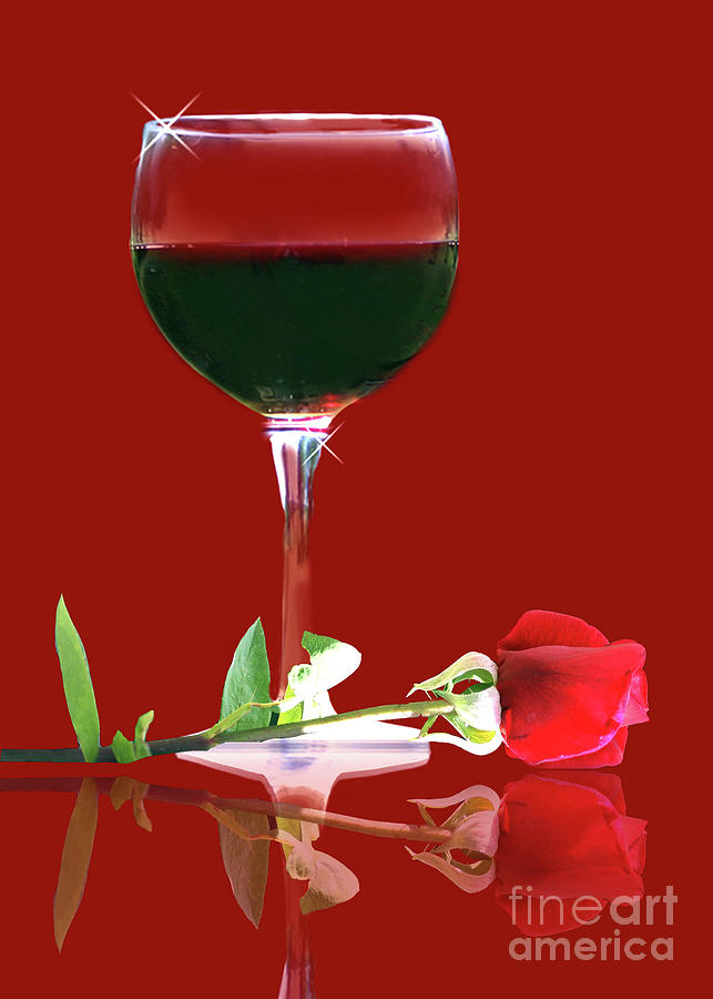Red Wine and Rose Photograph by Stephanie Laird