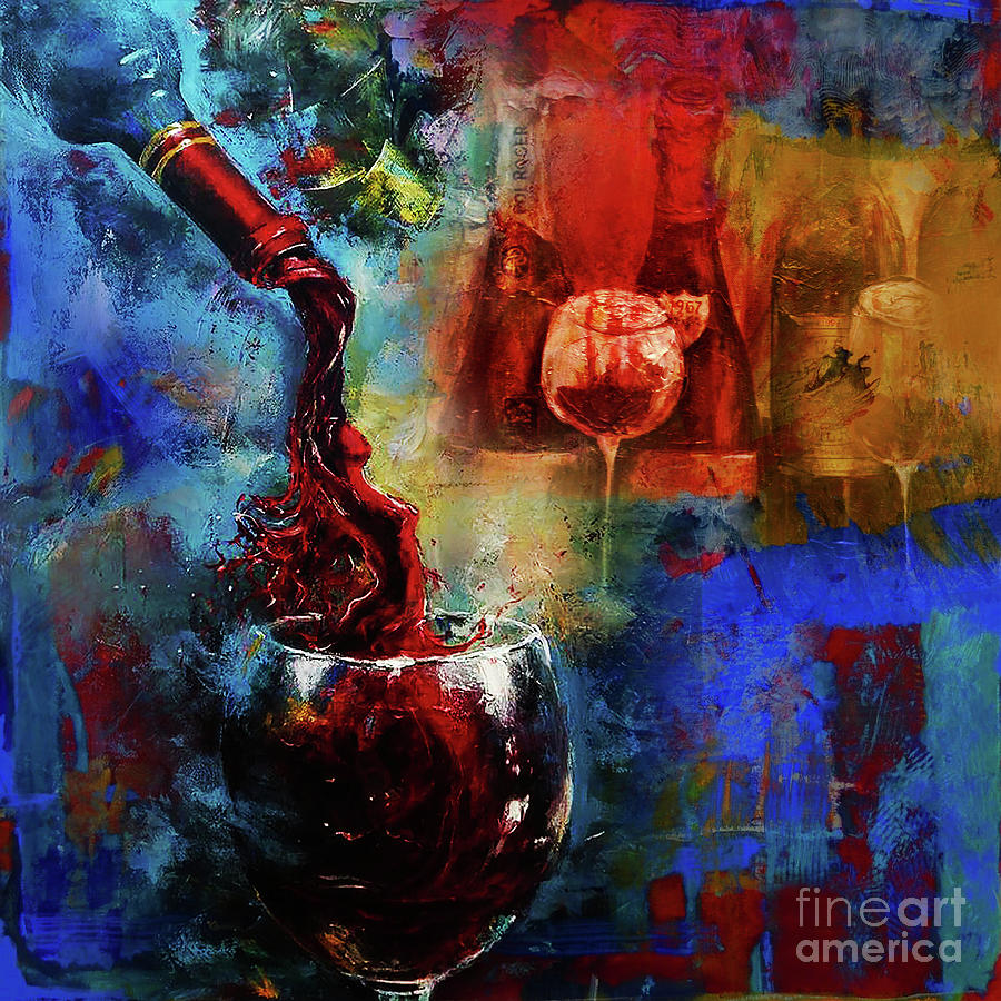 Wine Painting - Red Wine by Gull G