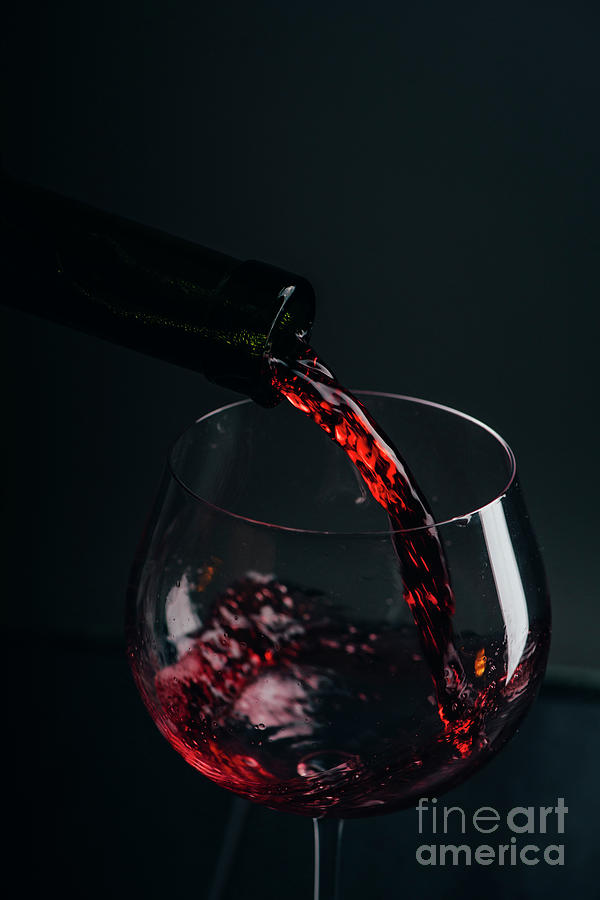 Wine Photograph - Red wine pouring by Jelena Jovanovic