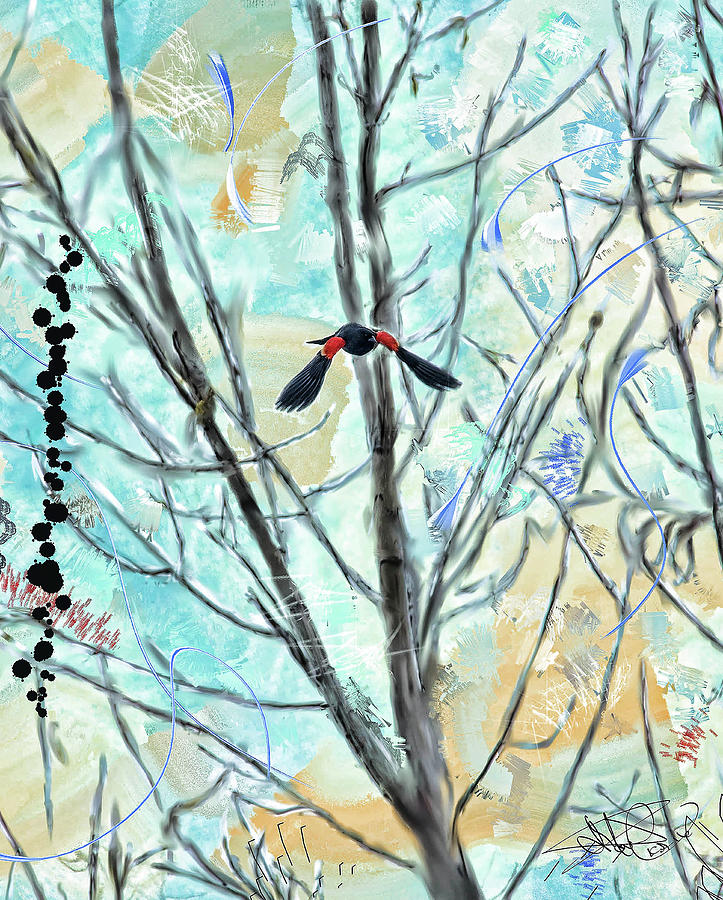 Red Winged Blackbird Digital Art by Donald Pavlica