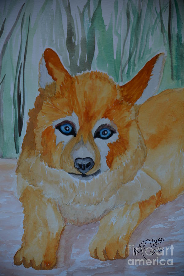 Red Wolf Cub 16-06 Painting by Maria Urso