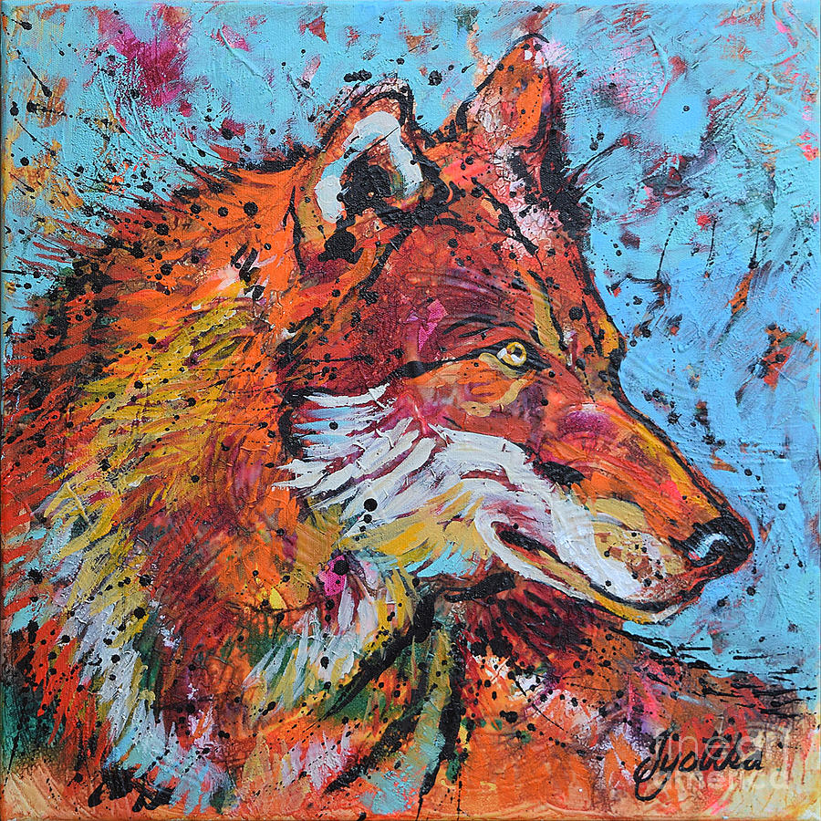Red Wolf  Painting by Jyotika Shroff