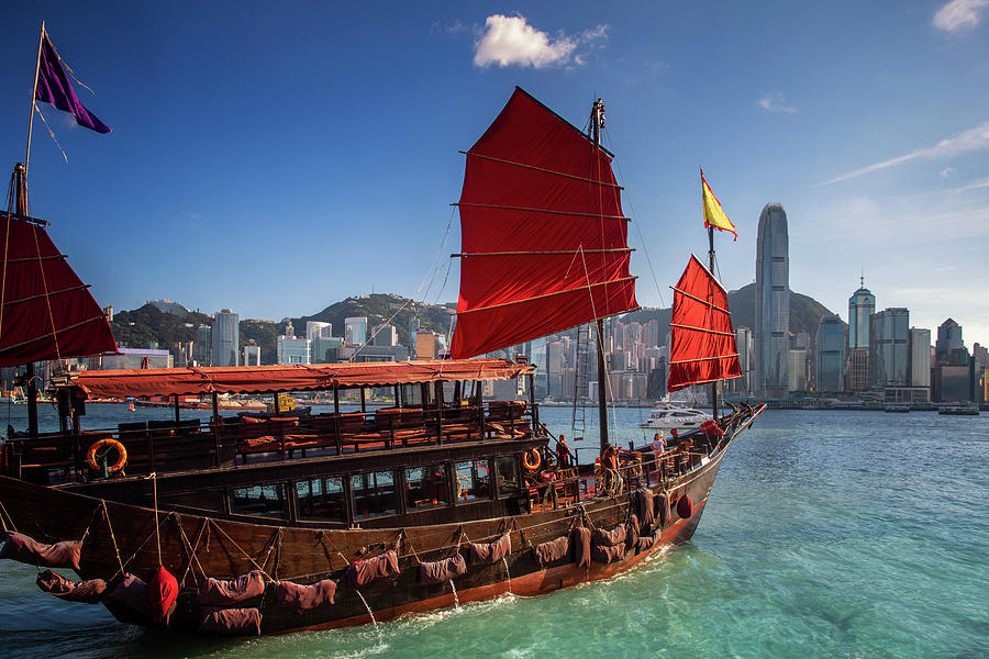 Red wooded boat icon of Hongkong city Photograph by Anek Suwannaphoom