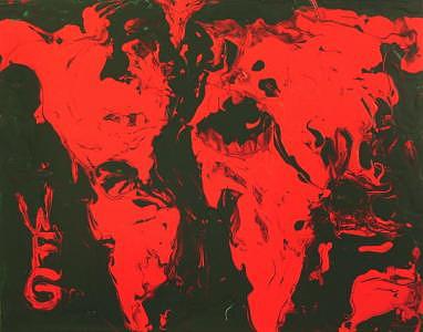 Acrylic Painting - Red World Finger Painting by William Boyer Acrylic Painting - Red World Finger Painting by William Boyer