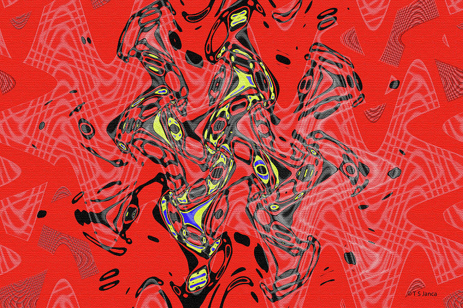 Red Yellow Blue Black Abstract Digital Art by Tom Janca