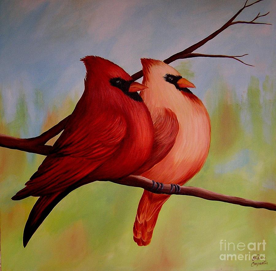Redbirds Painting by Valerie Carpenter