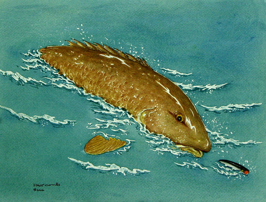 Dolphin Painting - Redfish on top by Dave Combs