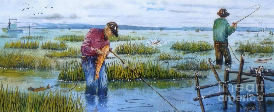 Duck Painting - Redfishing by Don n Leonora Hand