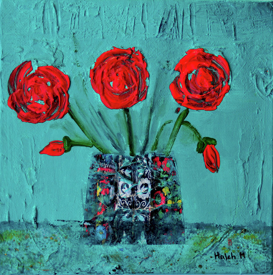 Red Flower Magic Painting by Haleh Mahbod