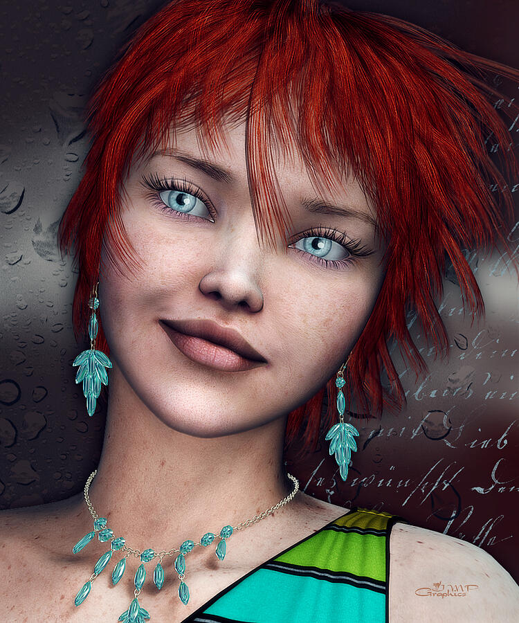 Portrait Digital Art - Redhead by Jutta Maria Pusl