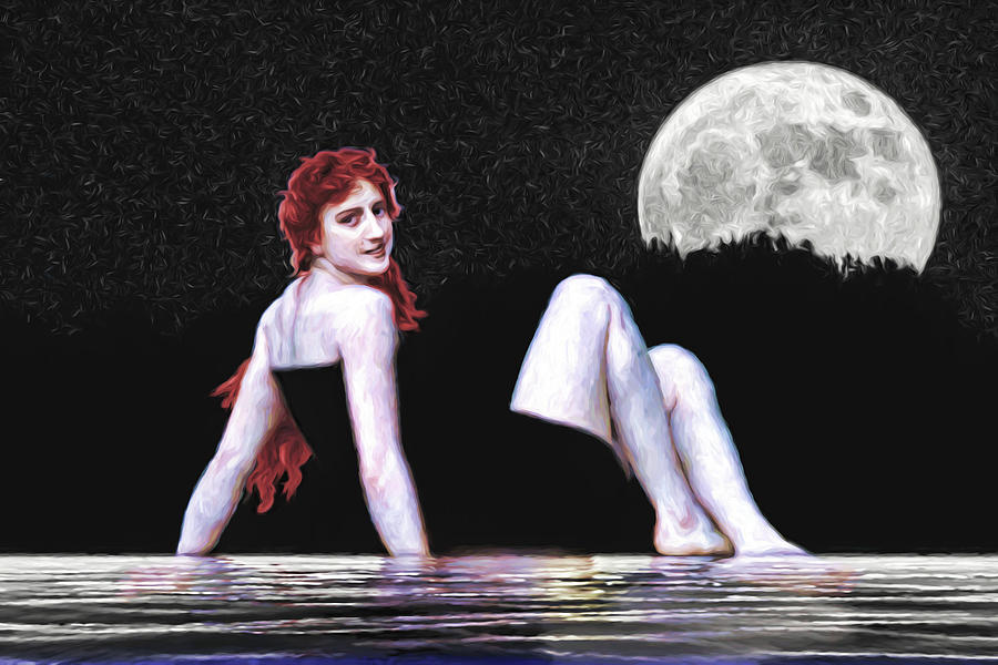 Redhead on a Moonlit Lake Photograph by John Haldane