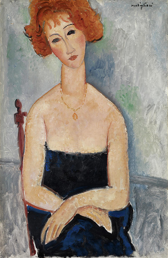 Redhead Painting - Redheaded Girl by Amedeo Modigliani Redhead Painting - Redheaded Girl by Amedeo Modigliani