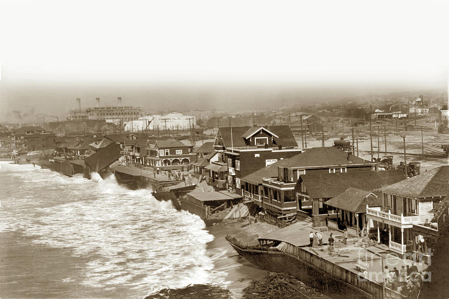 Redondo Beach Photograph - Redondo Beach damaged by Winter Storm. January 31, 1915 by Monterey County Historical Society