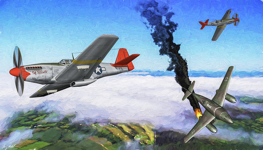 Redtails Swallow Encounter - Oil Digital Art by Tommy Anderson