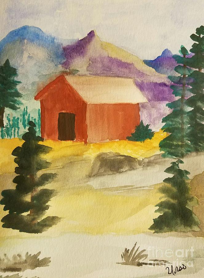 Redwood Barn Painting by Maria Urso