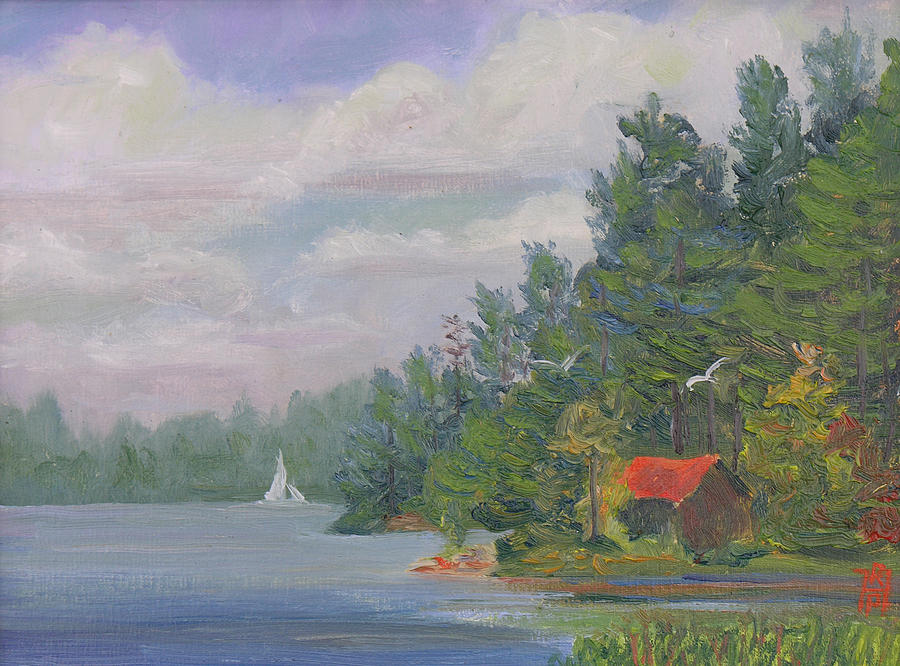 Redwood NY Millsite Lake Painting by Robert P Hedden