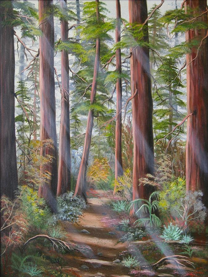 Redwood Path Painting by Joni McPherson
