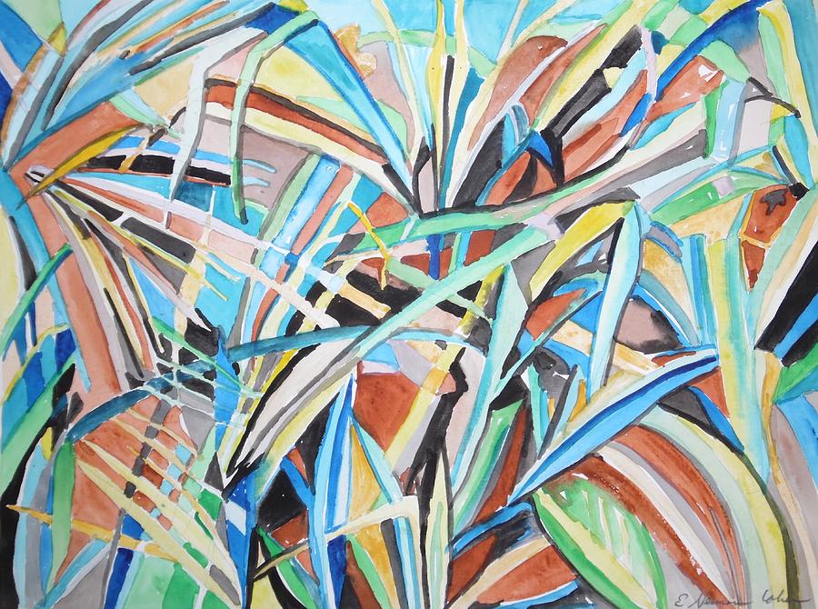 Reed Abstraction Painting by Esther Newman-Cohen
