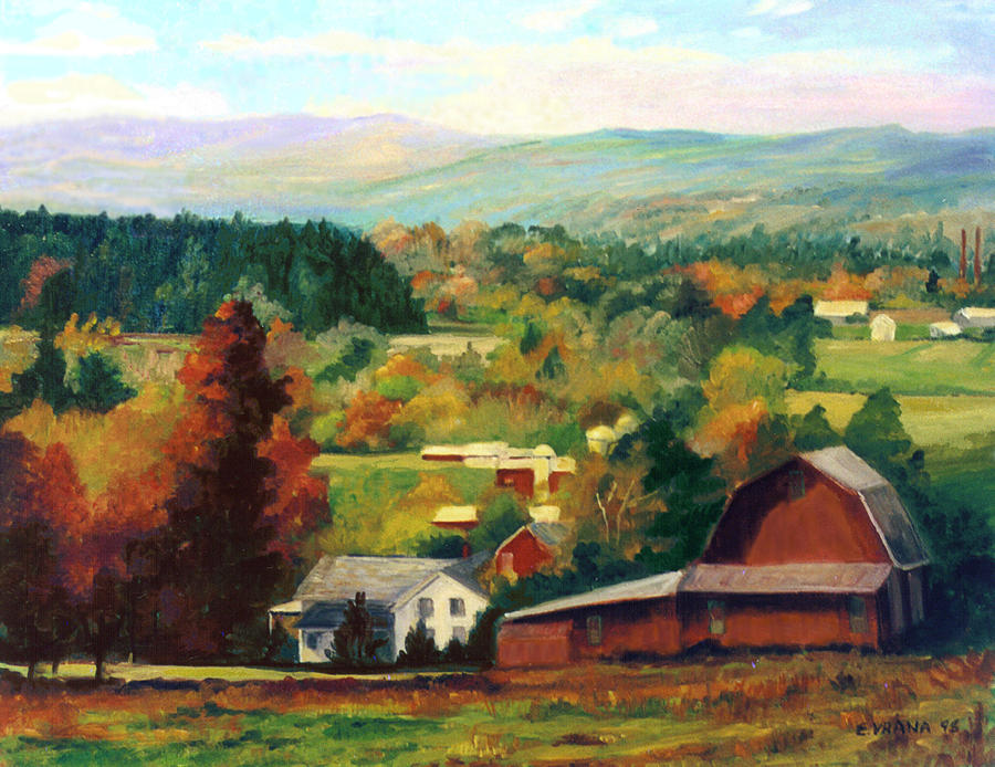 Landscape Painting - Reeds Farm Ithaca New York by Ethel Vrana