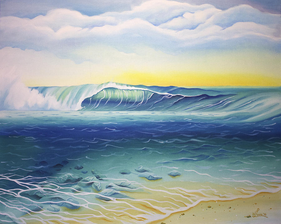 Ocean Waves Painting - Reef Bowl by William Love