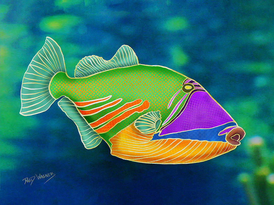 Reef Triggerfish Mixed Media by David Wagner