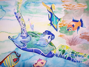 Reef With Sea Turtle Painting By Michelle Fergenson - Fine Art America