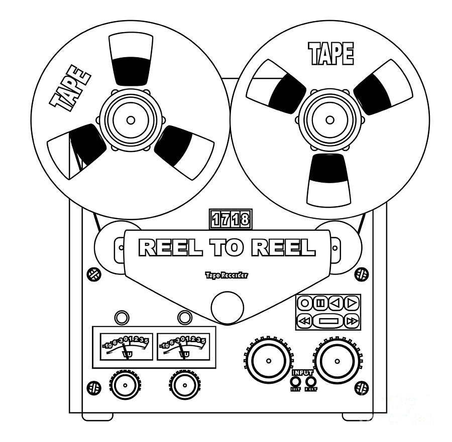 Reel To Reel Line Drawing by Bigalbaloo Stock