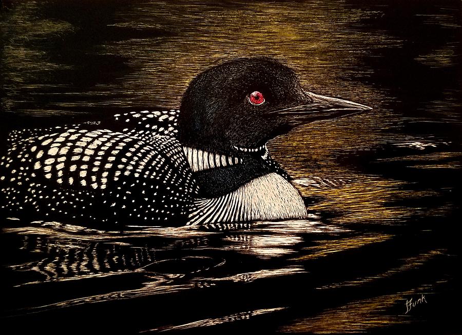 Refections Of A Loon Drawing by Janet Funk