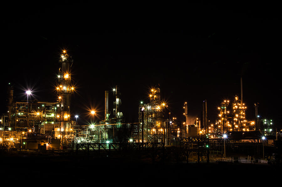 Refinery At Night 2 Photograph by Stephen Holst