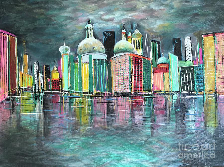 New York city Skyline Painting by Maria Karlosak