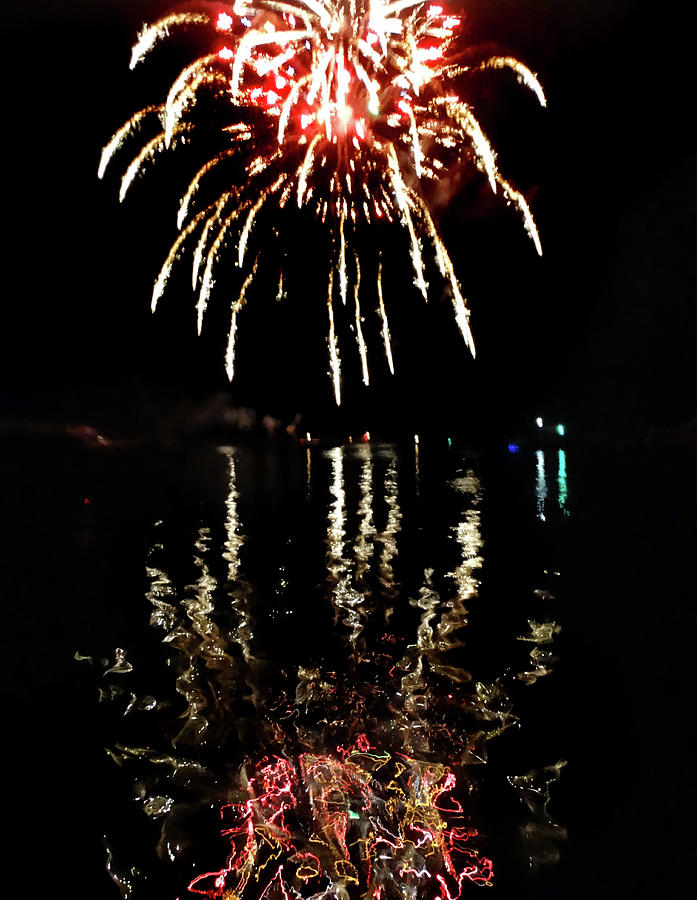 Reflected Fireworks Photograph by David T Wilkinson