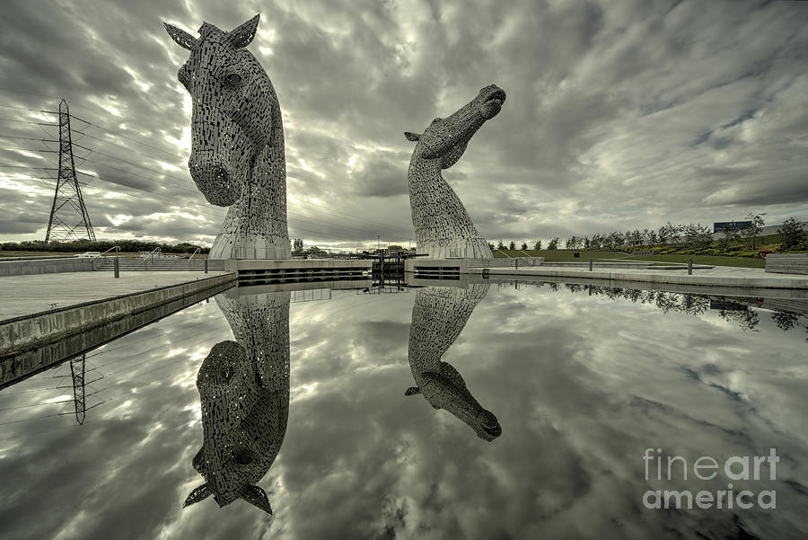 Horse Photograph - Reflected Kelpies  by Rob Hawkins