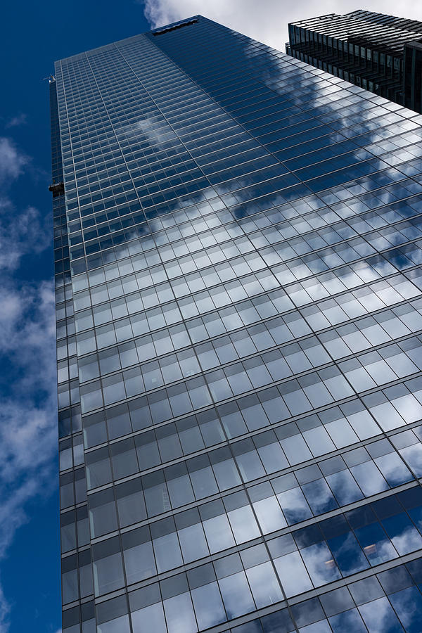 Reflected Sky - Skyscraper Geometry With Clouds - Left Photograph by Georgia Mizuleva