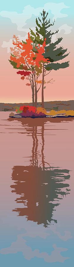 Water Painting - Reflected Trees by Marian Federspiel Water Painting - Reflected Trees by Marian Federspiel