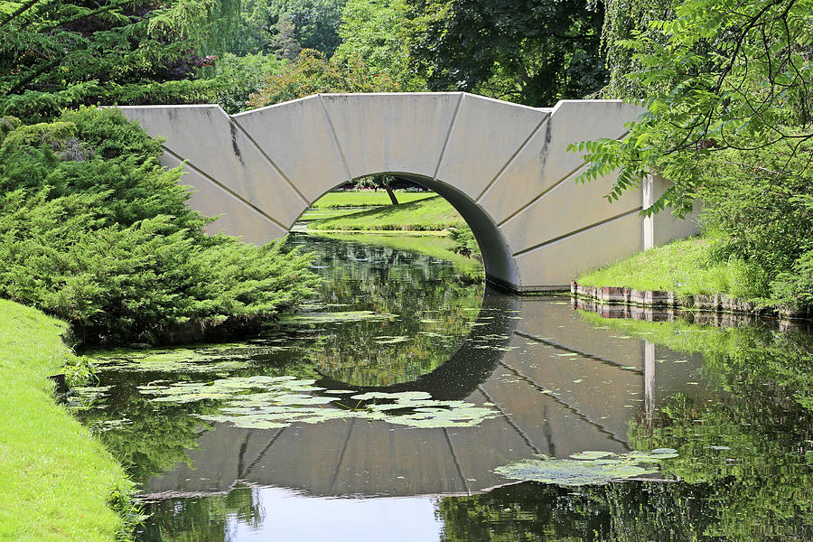 Reflecting Bridge Dow Gardens 062618 Photograph by Mary Bedy