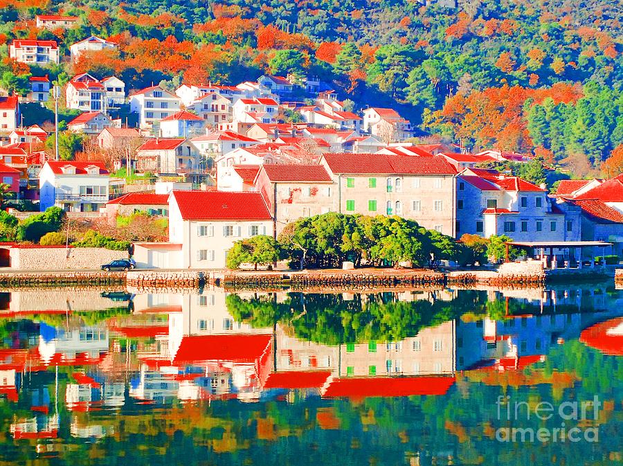 Reflecting On Croatia Town Autumn Digital Art by Ann Johndro-Collins