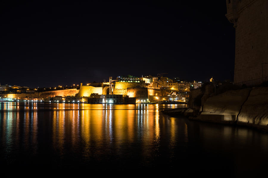 Reflecting on Malta - Valletta Night Magic Photograph by Georgia Mizuleva