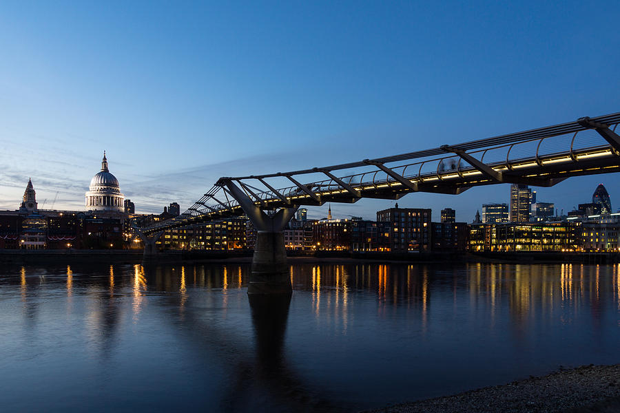London Photograph - Reflecting on Skylines and Bridges - London England UK by Georgia Mizuleva