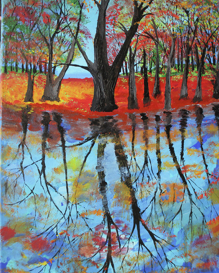 Tree Painting - Reflecting Pond by Daniel Nadeau