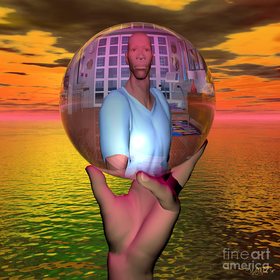 Portrait Digital Art - Reflection In A Sphere by Walter Neal