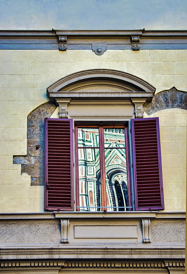 Reflection In Florence Window Photograph by Gary Slawsky