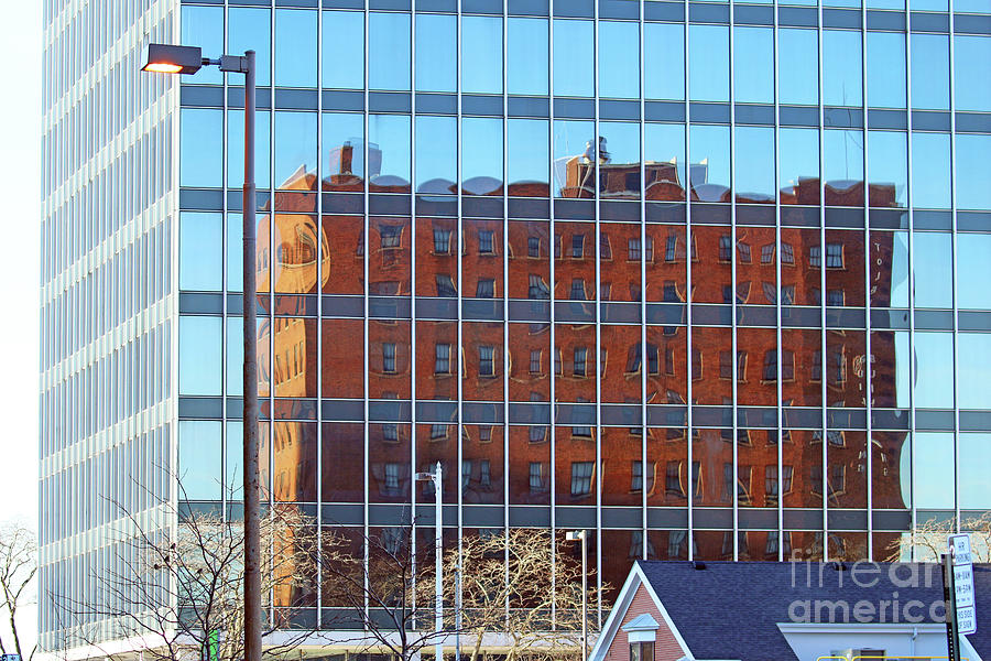 Reflection of 316 Michigan on the Hylant Building Downtown Toledo 0136 Photograph by Jack Schultz