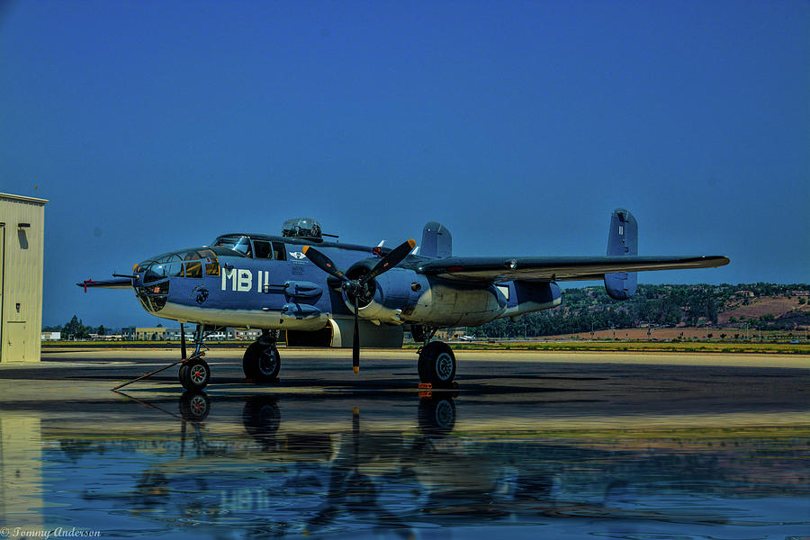 Medium Bomber Photograph - Reflection of a Mitchell by Tommy Anderson