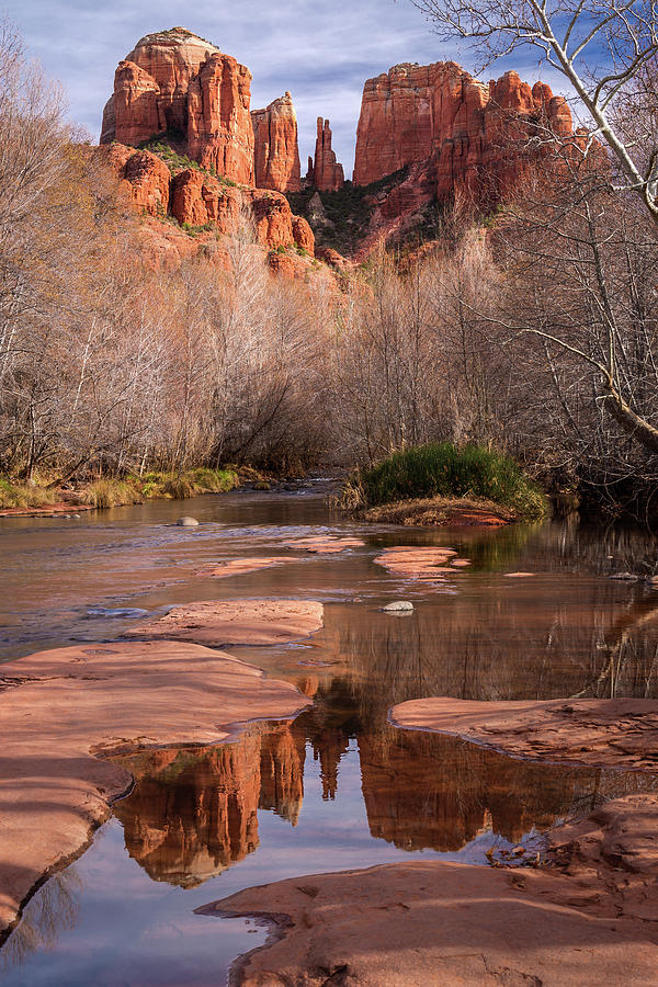Reflection of Cathedral Rock Photograph by Rick Strobaugh