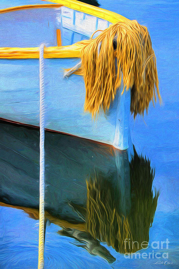 Reflection of Dinghy Pastel Digital Art by Linda Olsen