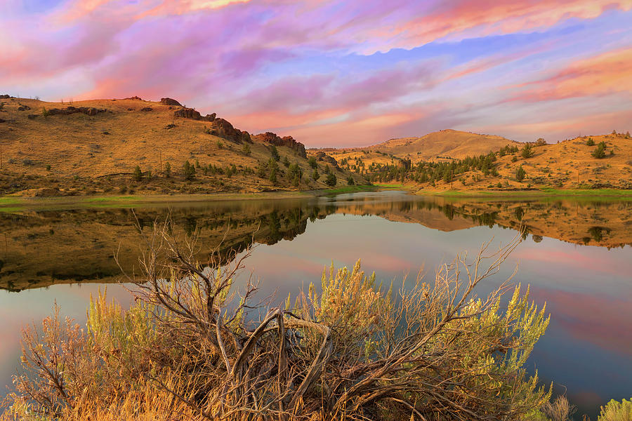 Reflection of Scenic High Desert Landscape in Central Oregon Photograph by David Gn