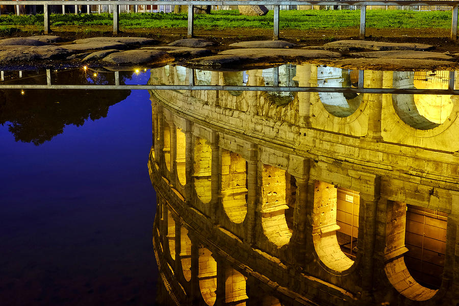 Reflection of the Colosseum Photograph by Fabrizio Troiani